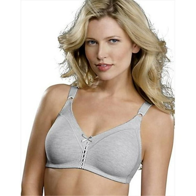 Bali 3036 Cotton Double Support Wirefree Bra Size 38DD, Heather Gray