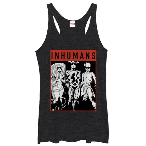 Women's Marvel Inhumans Grayscale  Racerback Tank Top Black Heather X Large