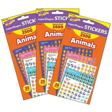 UPC: 0194629031733 | TREND Animals superShapes Stickers Variety Pack 2500 Per Pack 3 Packs