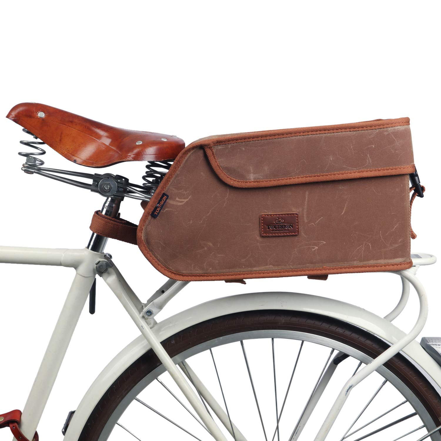 TOURBON Waterproof Canvas Bike Pannier Bicycle Pouch Handlebar Phone Holder Bag 