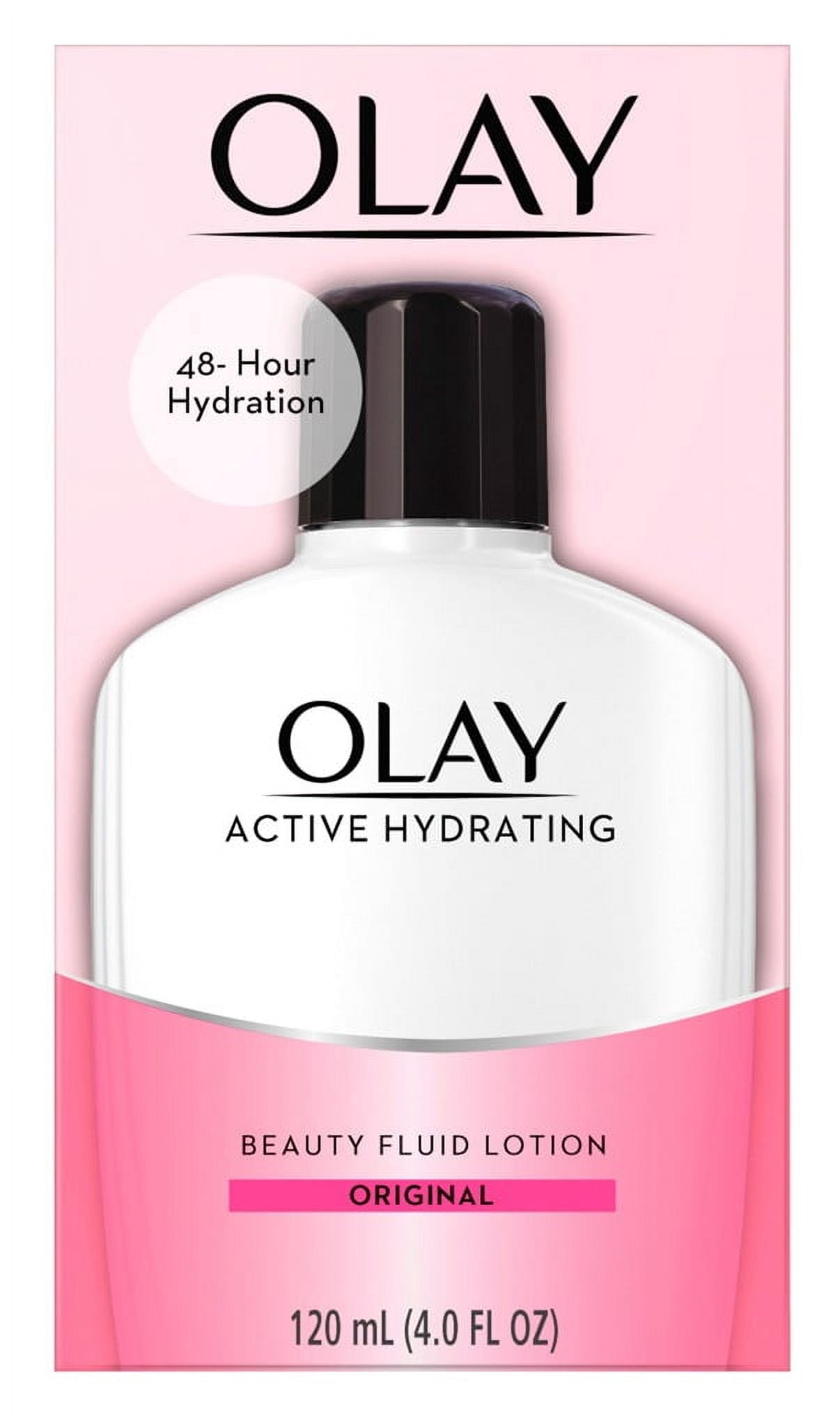 Olay Face Moisturizer, Active Hydrating Beauty Fluid Lotion, Original Facial Moisturizer, 4 Oz. (Pack of 2)