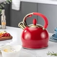 thumbnail image 6 of Stove Top Whistling Tea Kettle - Food Grade Stainless Steel Teakettle Teapot with Cool Touch Ergonomic Handle, With 1 Silicone Pinch Mitt Included, 2.64 Quart(RED), 6 of 8