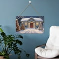 thumbnail image 5 of Winter Scene Wall Art with House Wooden Hanging Sign Farmhouse Vintage Rustic Wall Decor Wood Christmas Holiday Wall Hanging Door Decorations Wood Plaque Signs 10"x16", 5 of 8