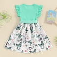 thumbnail image 3 of Bagilaanoe Little Girl Summer Dress Toddler Butterfly Print Fly Sleeve A-line Dresses with Belt 4T 5T 6T 7T Kids Casual Swing Sundress, 3 of 7