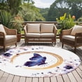 thumbnail image 5 of Butterfly Round Living Room Rugs 7 ft, Watercolor Purple Butterfly Floral Leaf Washable Area Rug with Non-Slip Sturdy Edge Binding Round Carpet for Kitchen Office Bedroom, 5 of 9