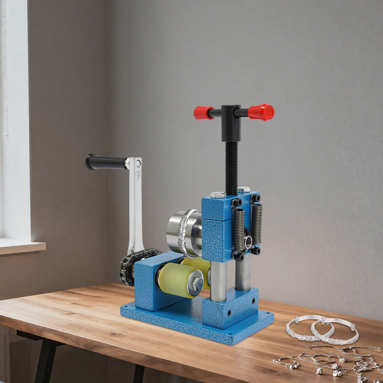 Peakora Desktop Hand Crank Ring Bracelet Bending Machine 45# Iron Jewelry Bending Machine Ring and Bracelet Press Bending Machine for Jewelry Stores Craft Rooms