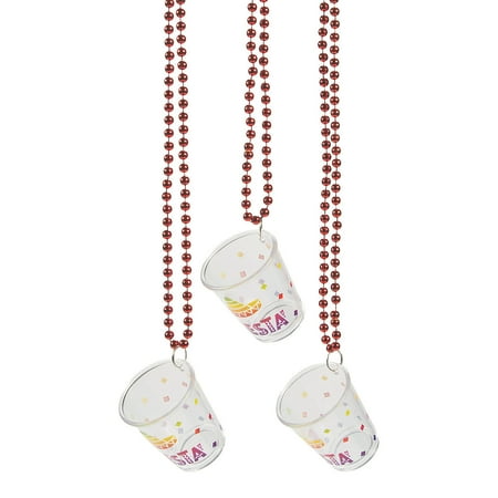 Fun Express Fiesta Plastic Shot Glass Bead Necklaces - 12 Ct..