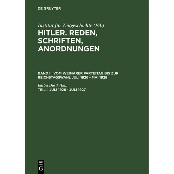 Hitler Juli 1926 - Juli 1927, Book 2, (Hardcover)