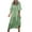 Mint Green, variant on Women's Casual 3/4 Sleeve Midi Fall Dress Boho Pleated V Neck Ruffled Vintage Geometric Printed Flowy Long Dresses Red XS