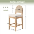 thumbnail image 2 of Daluvenix Rattan Counter Height Bar Stools Set of 2, Farmhouse Mid Century Modern Kitchen Island Chairs, Upholstered Bar Stools with Natural Rattan Woven Back Wood Legs, 2 of 8