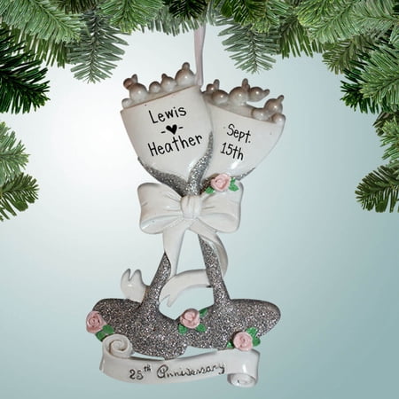25th Anniversary Bubbly – Personalized Ornament – Perfect Stocking Stuffer – Great Gift Ideas