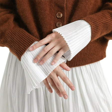 

TRINGKY Decorative Ruffle Sleeves Girls Pleated False Cuffs for Women Dress Female White Black Color Horn Cuffs Accessories