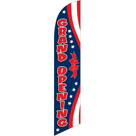 Grand Opening red/blue Feather Banner Swooper Flag - NO WIND REQUIRED - Replacement FLAG ONLY