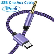 3.5mm Aux to USB C,USB C to Aux Cable SixSim 1PACK Android Aux Cord to Type C Audio Jack Cable Type C Auxiliary Adapter USB C to Aux Jack Cable for Samsung,Car,Stereo Radio,Speaker,Headphone(Purple)