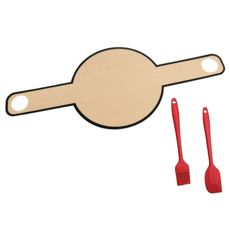 

Bread Sling Silicone Baking Mat Long Handled Reusable Silicone Baking Sheet Oven Accessories with Scrapers Brush Brown