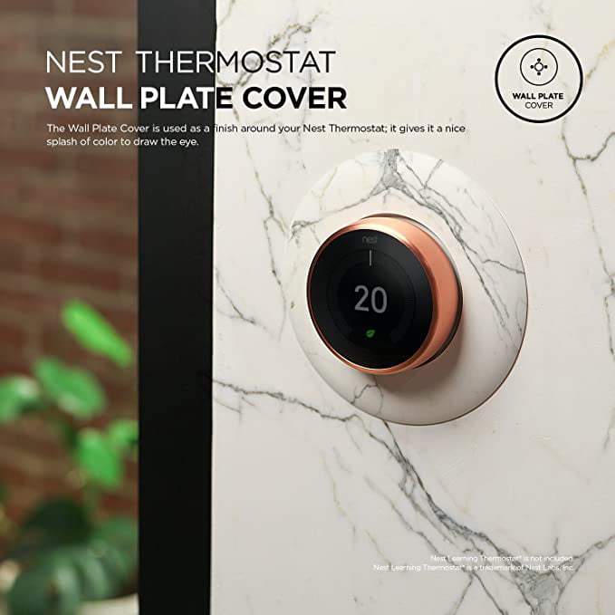 Elago Wall Plate Cover Designed For Google Nest Thermostat Marble Printing Compatible With Learning 1st 2nd 3rd Generation Matt Finish Us Patent Registered Com - Elago Wall Plate Cover For Nest Thermostat E