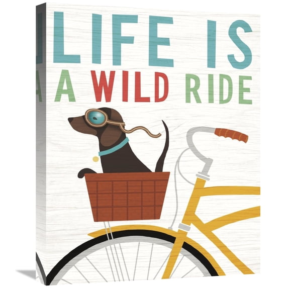 Global Gallery's 'Beach Bums Dachshund Bicycle I Life' By Michael Mullan Stretched Canvas Wall Art