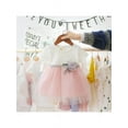 thumbnail image 4 of Newborn Baby Girl Princess Dress Flower Dresses,Short Sleeve Knit Top Tutu Gown Flower Waist Wedding Flower Girl Skirt for Pageant Party Tulle Dress for Girl 0-3T Toddler Special Occasion Dress White, 4 of 7