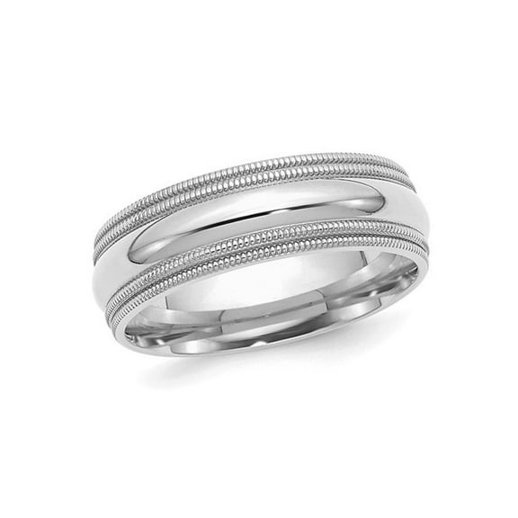 Gem & Harmony Mens Double Milgrain Wedding Band Ring in Sterling Silver (7mm) for Men