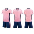 thumbnail image 2 of Afuyipoi Boys 2-Piece Soccer Summer Outfit (4-13 Years) Breathable Performance V-Neck Jersey and Athletic Shorts Set For Toddler and Kids Pink 6/7, 2 of 6