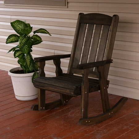 Amish Heavy Duty 600 Lb Mission Pressure Treated Rocking Chair (Dark Walnut Stain)