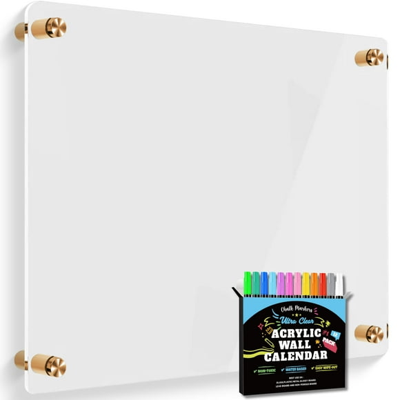 GUARDMATE Premium Ultra-Clear Acrylic Dry Erase Writing Board | Clear Non-Magnetic Plexi Glass Wall Calendar Floating Family Planner Memo Whiteboard