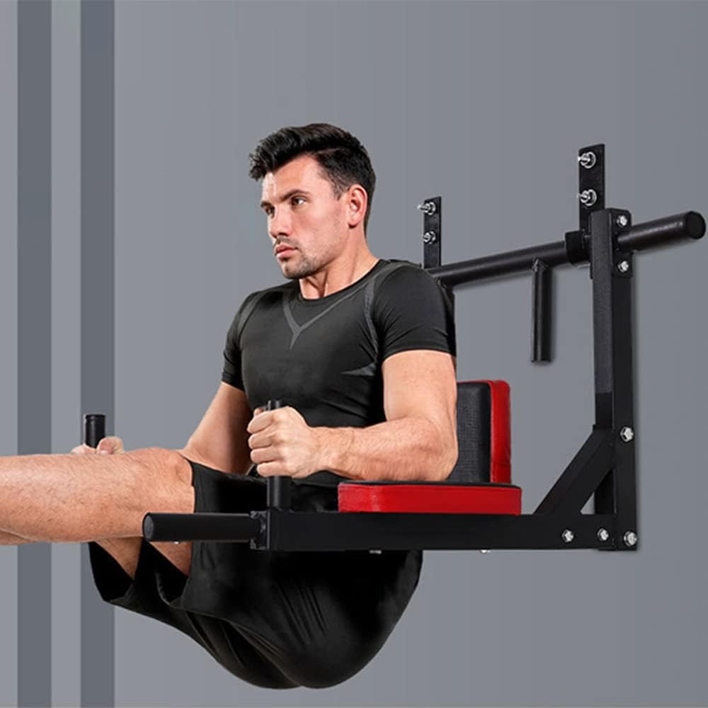 Multi-functional Wall Mounted Pull Up Bar Heavy Duty Chin Up Bar for Home Gym Indoor Upper Body Workout, Power Tower Set Training Equipment Fitness Dip Stand Supports to 440 Lbs
