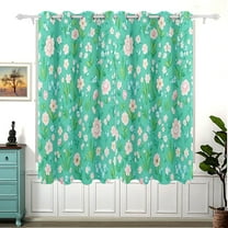 Mint Green Floral Pattern Thermal Blackout Curtains 63x55 Inch 2 Panels Grommet Window Drapes for Bedroom Living Room
