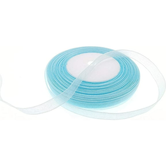 1/4" Wide Light Blue Organza Ribbon - 25 Yards (00402)