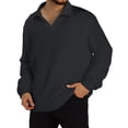 thumbnail image 2 of Havenx Mens Knit Polo Shirts V Neck Stretch Knitted Polo Sweater Long Sleeve Golf Shirts 2025 Trendy Lightweight Collared Sweater,Black 3XL, 2 of 8
