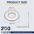 thumbnail image 2 of M3 Rondelle Plate pour Vis, 200 Pcs Rondelles en Acier Inoxydable 304 3MM ID x 8MM OD x 0.5MM Épaisseur (Ton Argenté), 2 of 6