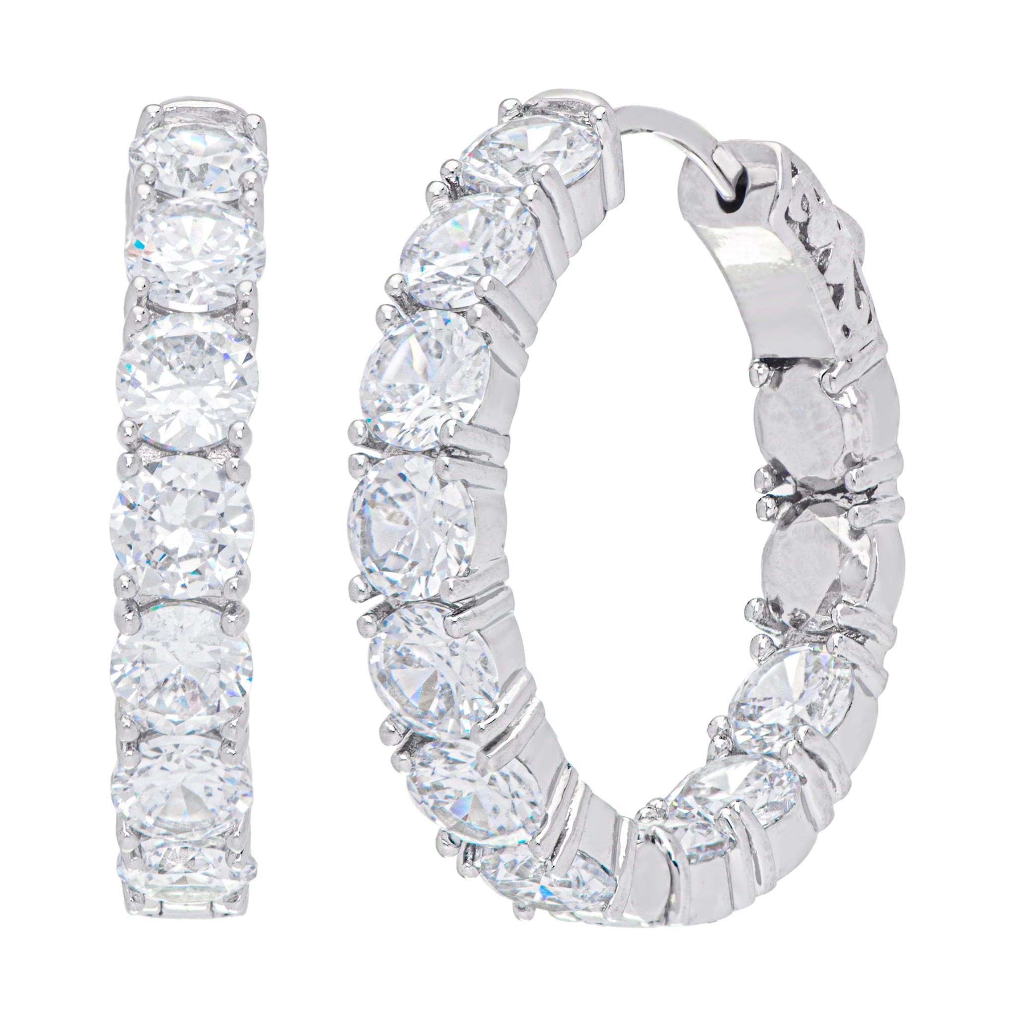 Beebeecraft 12-Pack Platinum Plated Cubic Zirconia Hoop Earring Findings – 3 Styles For DIY Jewelry Making