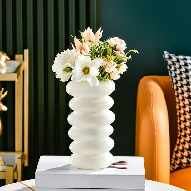 pstuiky Jarrón de imitación de plástico esmaltado arreglo floral para sala de estar decoración de mueble de TV decoración de flores secas maceta utensilio para flores