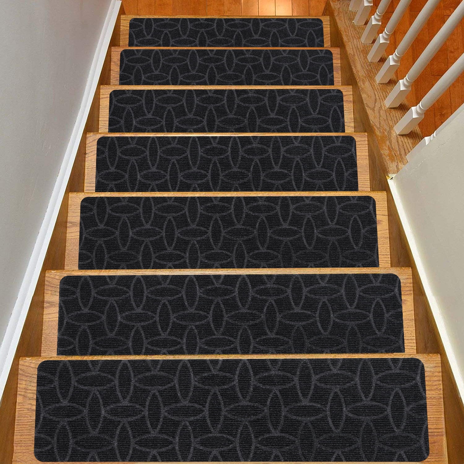 Stair Treads for Wooden Steps, 15Pcs Indoor Stair Carpet Treads Non