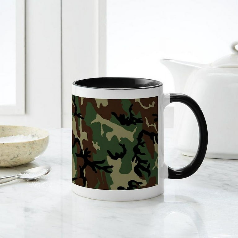 Cafepress - Camouflage Pattern Mug - 11 oz Ceramic Mug - Novelty Coffee Tea Cup, Size: Small, White