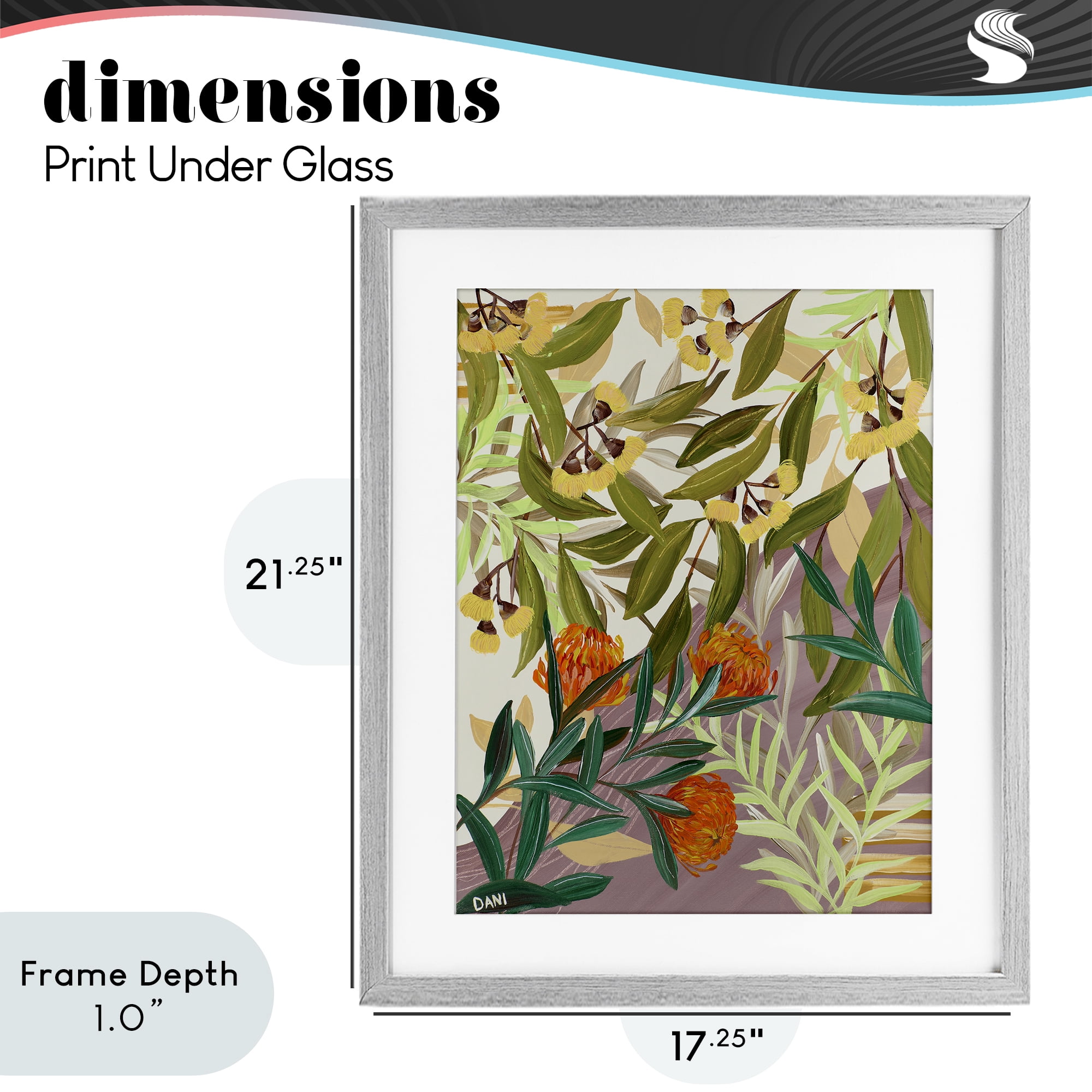 Stupell Industries Walk With Me Florals Gray Framed Print Under Glass, design by Dani Heyward