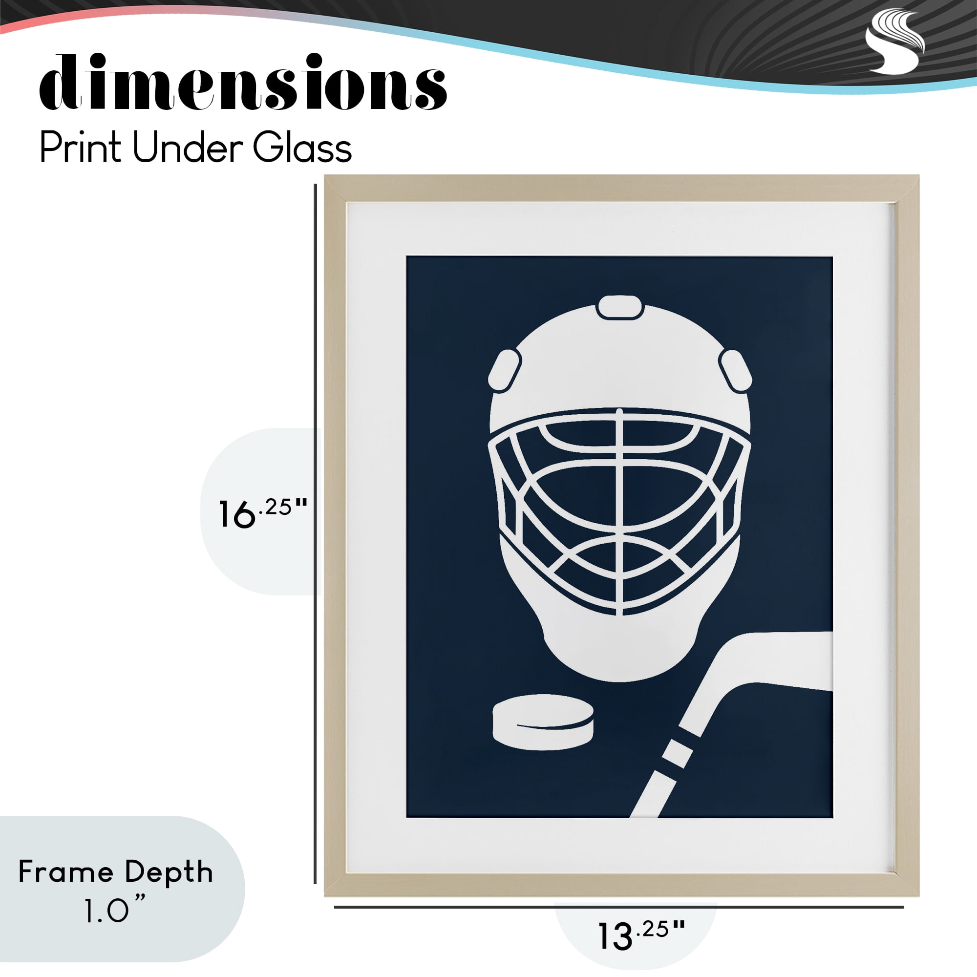 Stupell Industries Hockey Mask Blue & White Birch Framed Print Under Glass, design by Melody Hogan