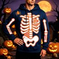 thumbnail image 2 of Afdoent Hoodies for Men Halloween Skeleton Print Hooded Sweatshirt Long Sleeve Pullover Casual Streetwear, 2 of 4