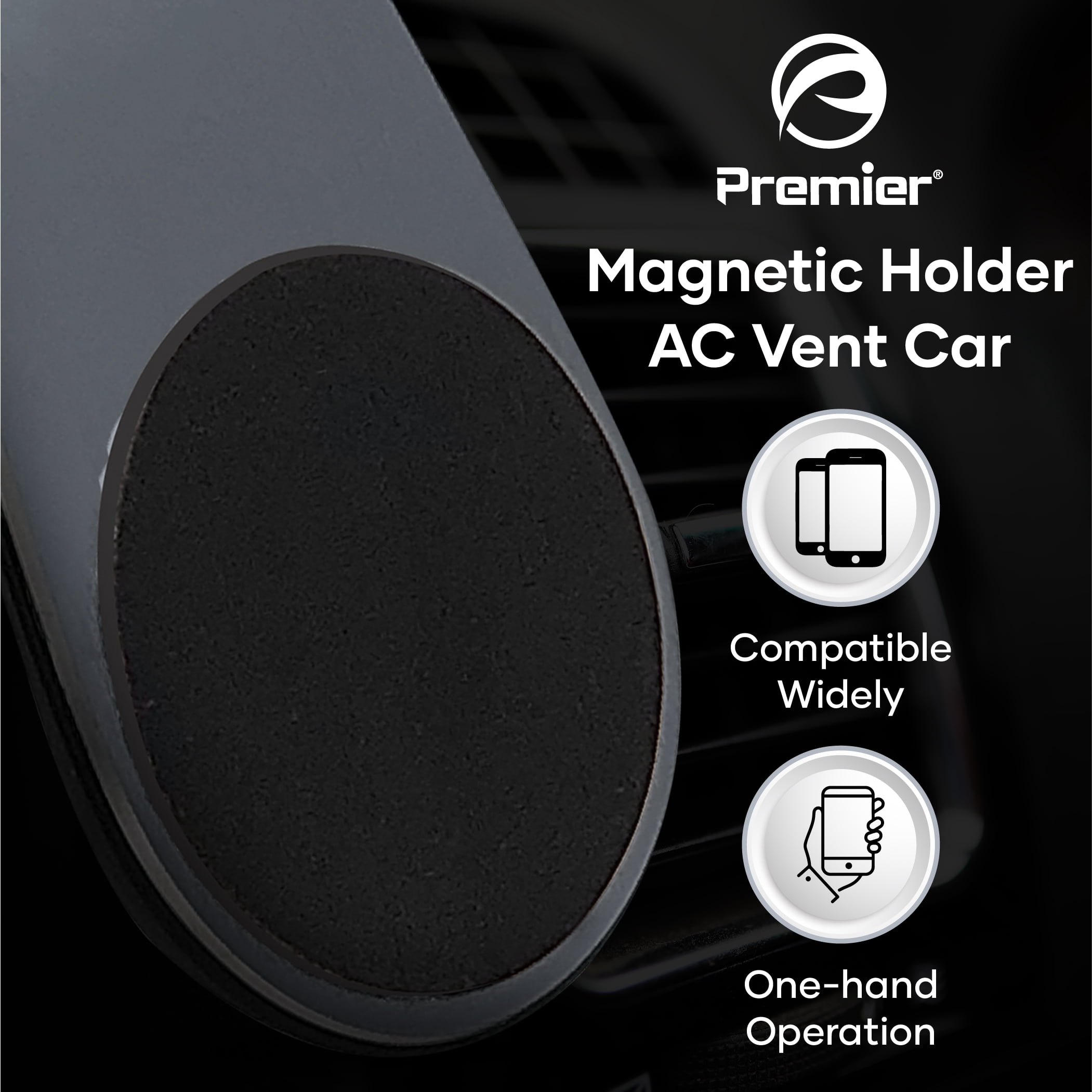 Premier Magnetic Vent Clip Mount Phone Holder for Cell Phones and Mini Tablets, Rosegold