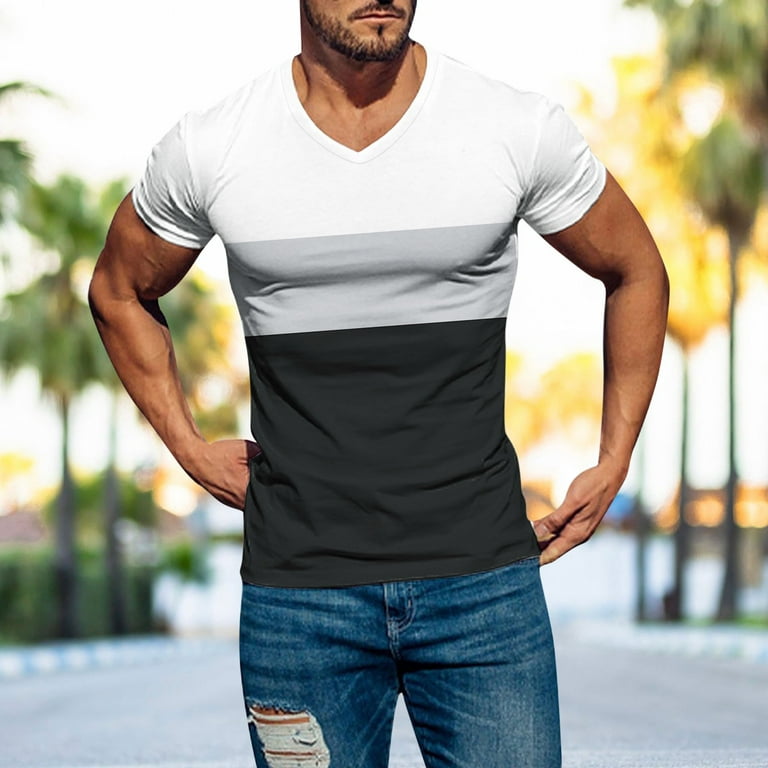 Mens Soft Stretch Cotton Solid Short Sleeve V Neck Slim Fit T Shirt Fashion  Casual Tee for Men Cotton T Shirt Large Tall Shirt Plain Shirt Shirts for  Man Pack T Shirts
