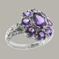thumbnail image 2 of LBG British Made 925 Sterling Silver Natural Amethyst Womens Statement Ring - 33 size options - Size 7, 2 of 8