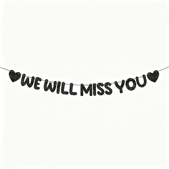 KAISA Pre Strung We Will Miss You Banner Glitter Bunting Graduation Retirement Party Decorations 8.2 Ft Goodbye Decorations for Going Away Farewell Army Party Supplie(Black)