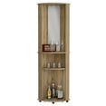thumbnail image 5 of Miekor Furniture Chicago 75" H Mirrored Corner Bar Cabinet, With Glass Doors, Two Shelves And Stemware Macadamia 14553, 5 of 7