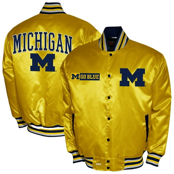 Men's Franchise Club Maize Michigan Wolverines Satin Full-Snap Jacket