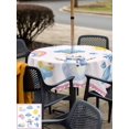 thumbnail image 5 of Outdoor Tablecloth with Umbrella Hole for Patio/Picnic/Party/Camping, Cute Snowman Waterproof Table Cloth Square Cover Washable, Pink Weather Snowy Rainy Sun Rainbow (60"x 60"), 5 of 8