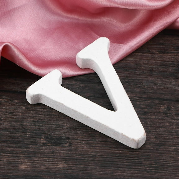 OUNONA White Wooden Letter V Ornament 8cm for Home Decor, Simple Craft Decoration