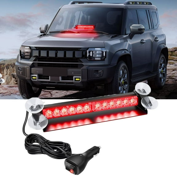 Nilight 12LED Traffic Advisor Strobe Light Bar Red Emergency Warning Hazard Safety Dash Front/Rear Windshield Flashing Lights for Cars Trucks