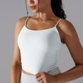 thumbnail image 4 of REORIAFEE Sports Bra Tank Tops for Women Sleeveless Tops Square Neck Tanks Quick Dry Crop Shirts Solid Color Pullover Shapewear Spaghetti Strap Vest Summer Going Out White, 4 of 7
