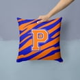 thumbnail image 2 of Carolines Treasures CJ1023-PPW1414 Letter P Initial Tiger Stripe - Blue Orange Fabric Decorative Pillow, 14Hx14W,, 2 of 4
