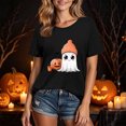 thumbnail image 2 of Busydd Womens Fall Tops Trendy Round Neck Halloween Graphic Tees for Women Comfortable Casual Cotton T Shirts for Women Lightweight Short Sleeve Womens T Shirts 2XL, 2 of 5